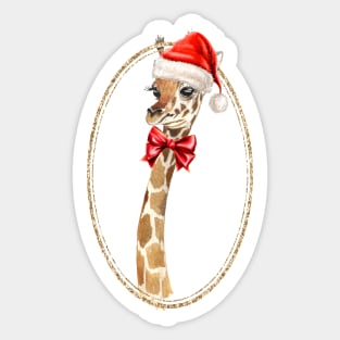 Christmas Giraffe Sticker